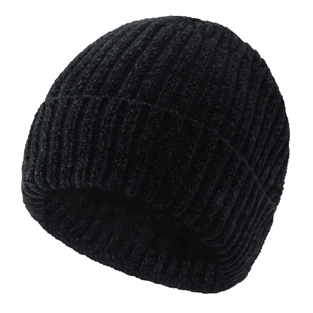 Gorro de punto táctico sin ala de felpa cálida – calavera liso - imagen 2
