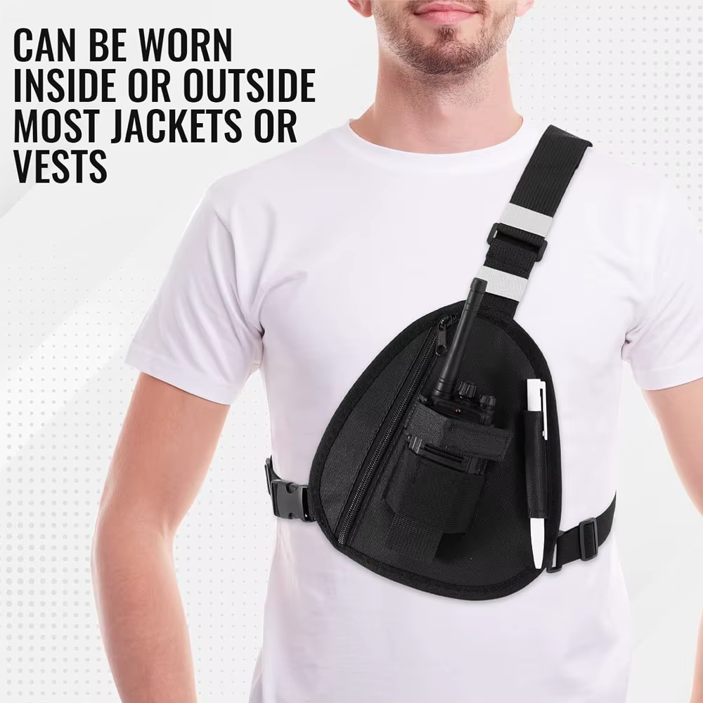 Bolsa de pecho táctica para Walkie Talkie – Arnés ajustable - imagen 3