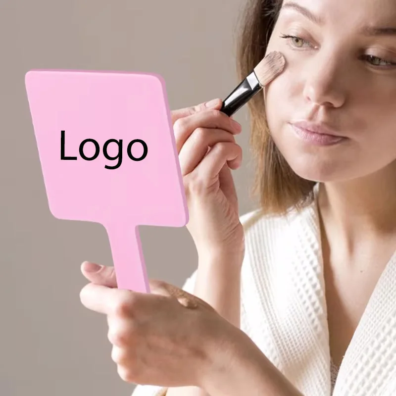 Espejo de maquillaje portátil cuadrado con logotipo impreso para mano - imagen 3