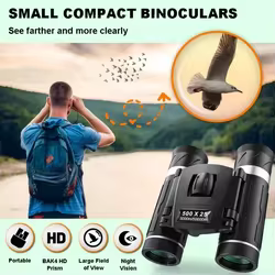 Prismáticos HD BAK4 de zoom plegables larga distancia visión nocturna