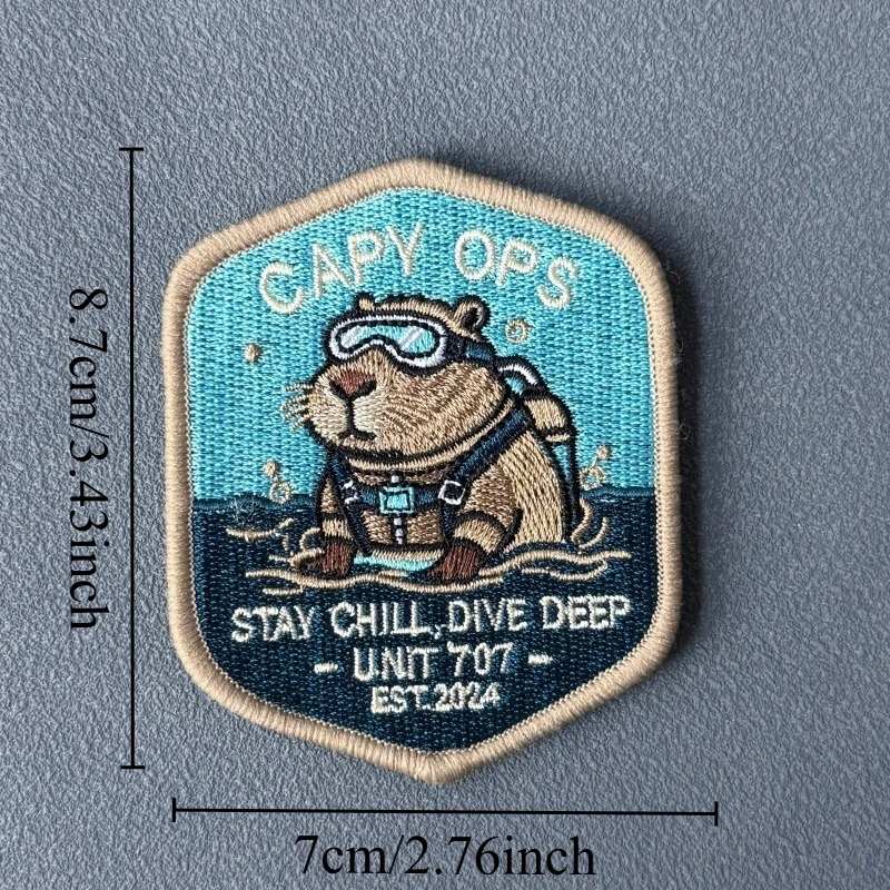 Parche táctico bordado Capy-Ops Capybara Diver con velcro - imagen 2