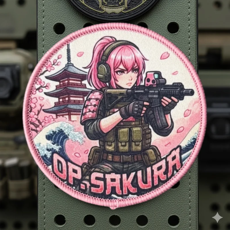 Parche táctico anime chica con velcro para mochila y uniforme - imagen 3