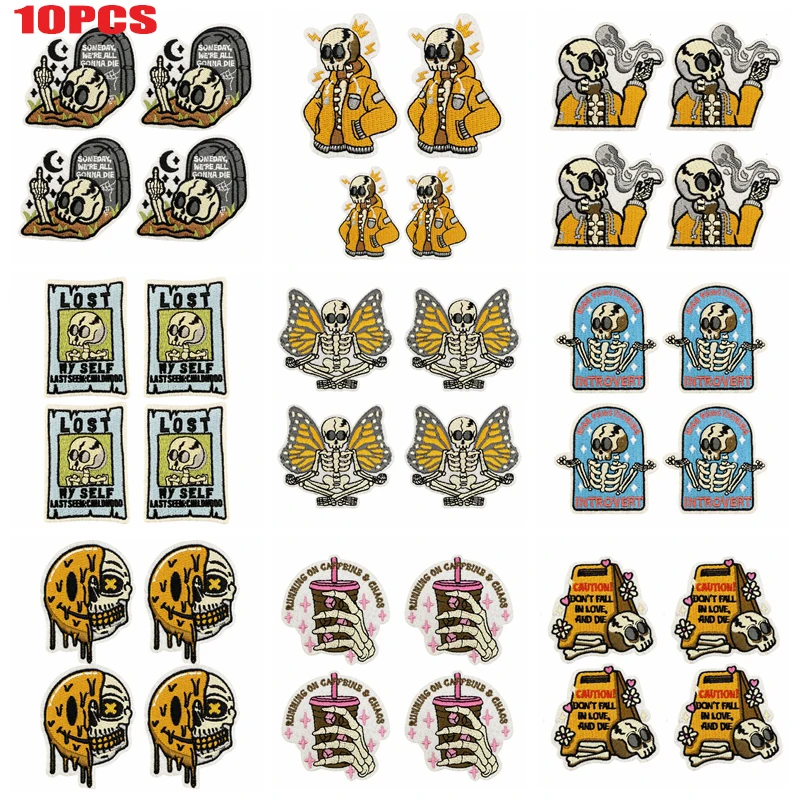 Parche bordado calavera – 10 unidades termoadhesivas para equipamiento - imagen 2