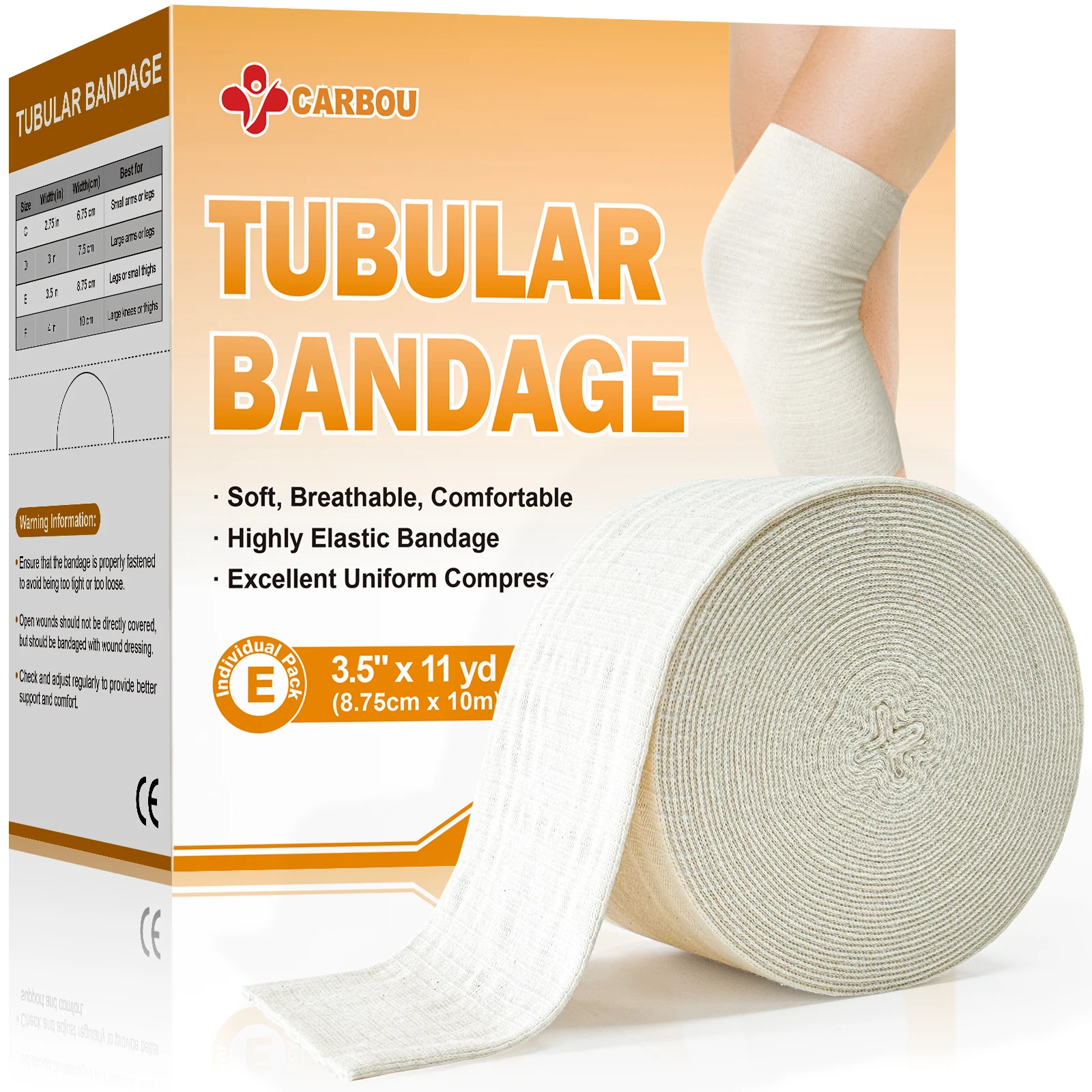 Venda elástica tubular Carbou para piernas y rodillas