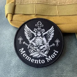 Parche táctico bordado calavera, ángel alado con gancho y bucle