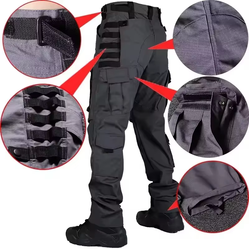 Pantalones tácticos cargo multibolsillo antiabrasión para senderismo - imagen 3