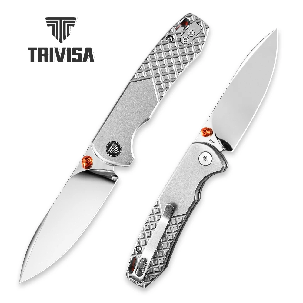 TRIVISA Dragonfly-M cuchillo plegable EDC M390 titanio espejo