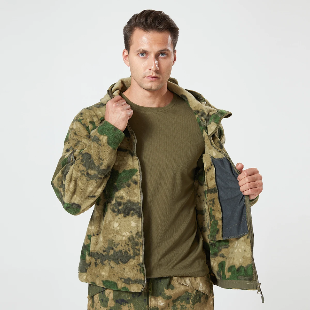 Chaqueta táctica de lana hombre – Cálida con cremallera y bolsillos - imagen 3