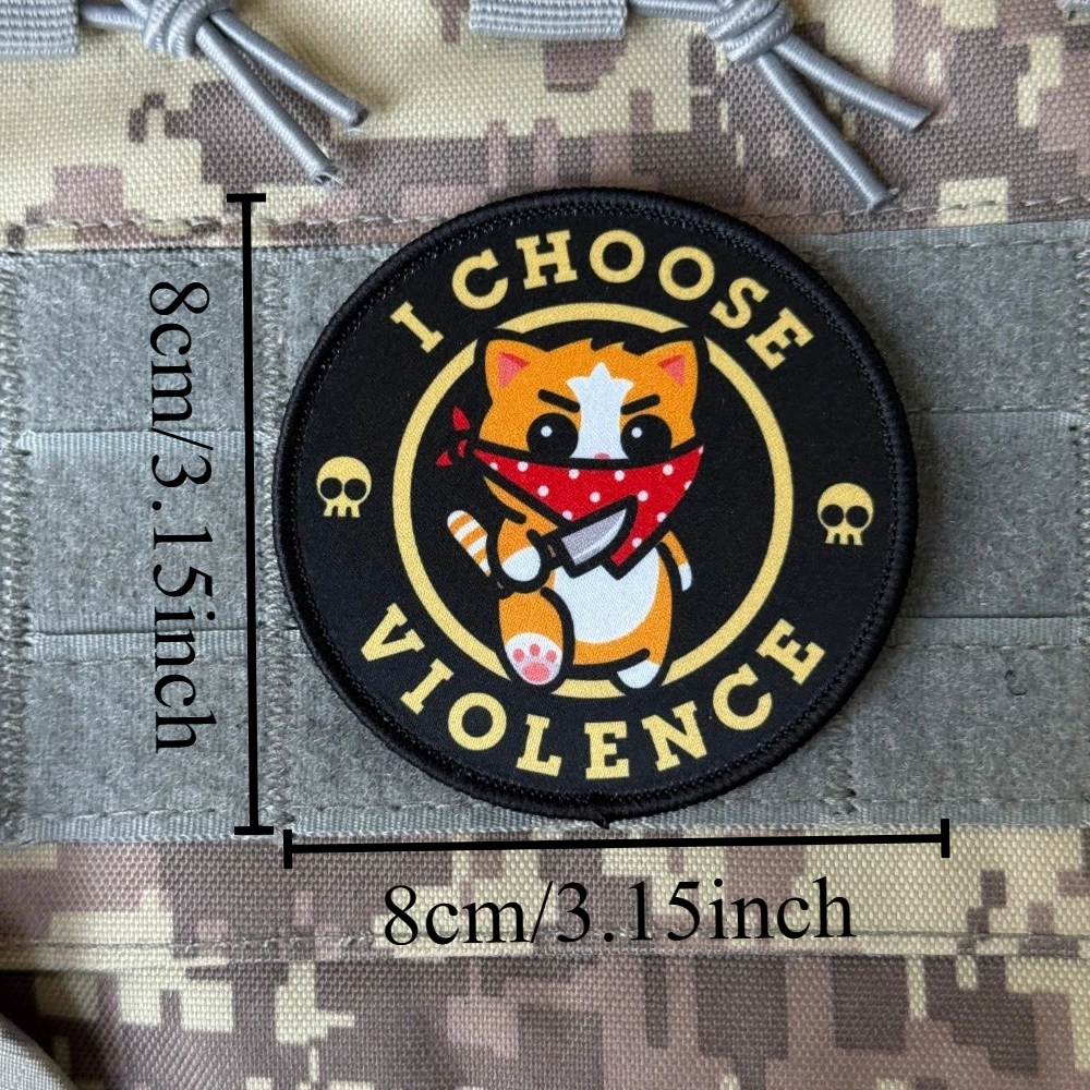 Parche táctico gato con cuchillo y velcro para mochila militar - imagen 2