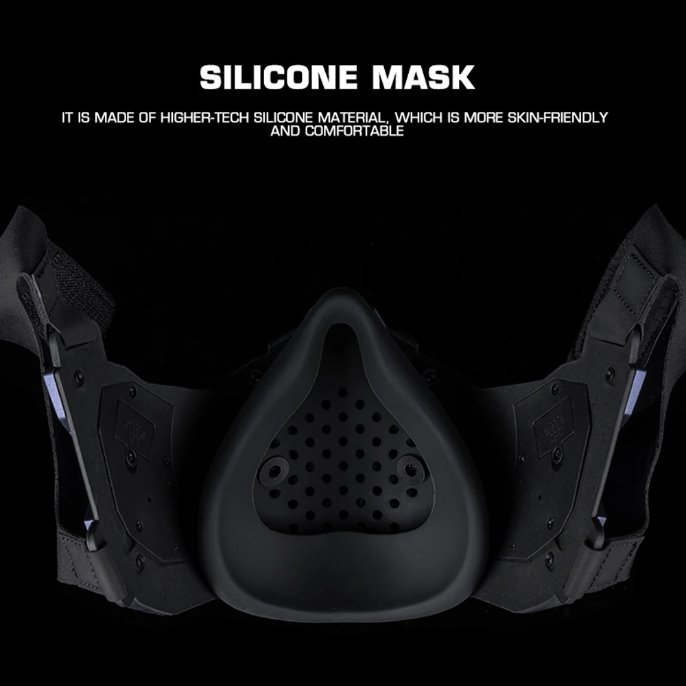 Máscara Cyberpunk Luz Nocturna Facial Táctica para Airsoft y Paintball - imagen 5