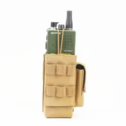 Bolsa táctica MOLLE para radio con porta cartuchos y cargador