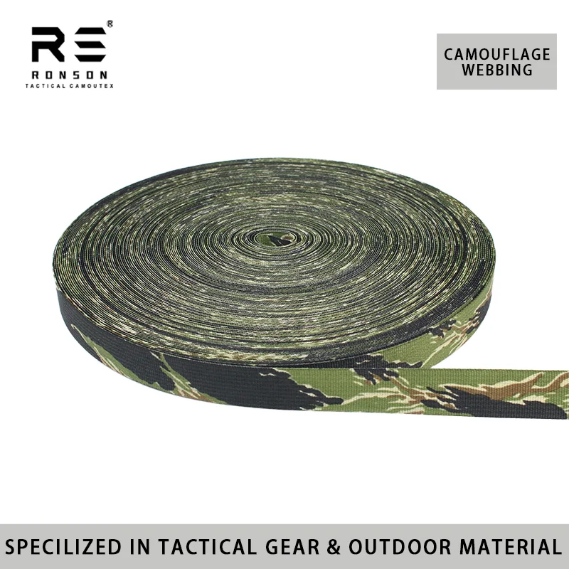 Cinta táctica de nylon camuflaje negro tigre rayas IRR para mochilas - imagen 5