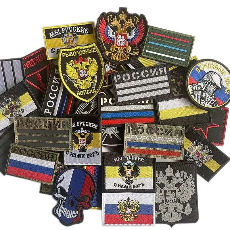 Parche táctico emblema águila rusa bordado reflectante para ropa