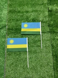 Bandera de Ruanda de poliéster con asta de plástico para hogar