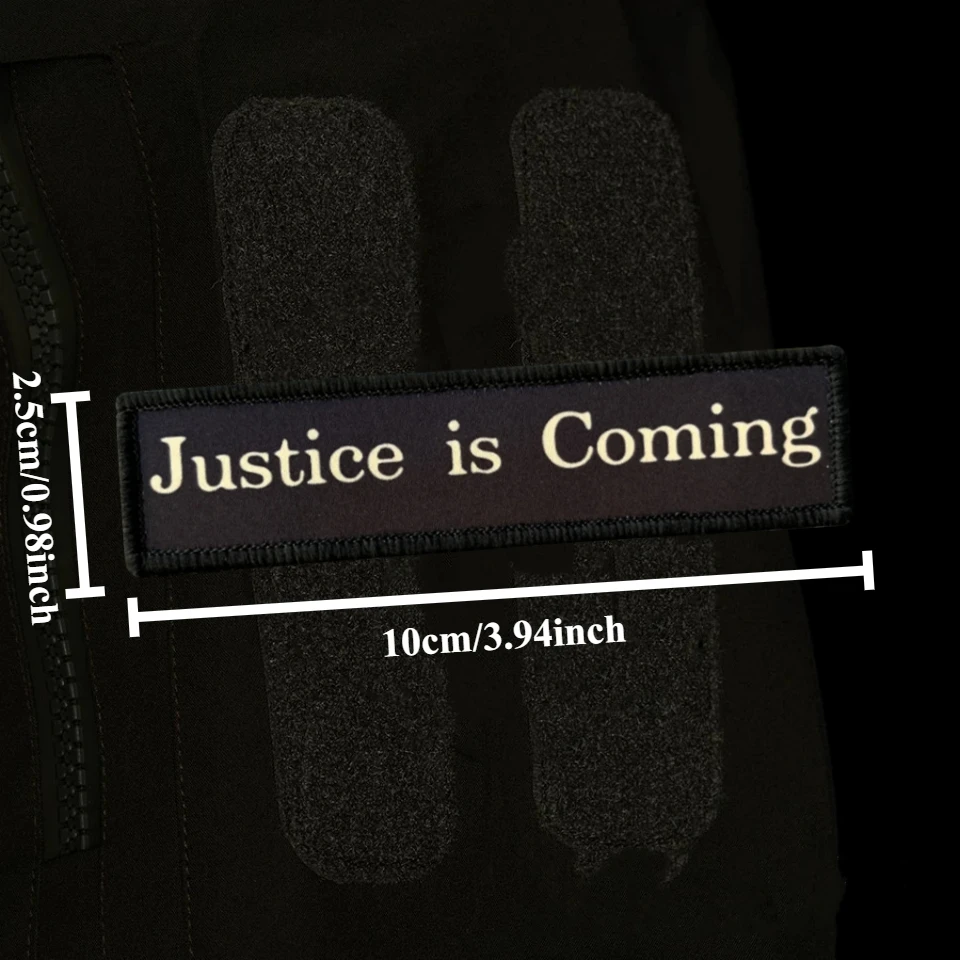 Parche táctico Justice Is Coming – Brazalete velcro para uniforme