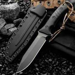 Cuchillo de hoja fija táctico con funda para aire libre y acampada