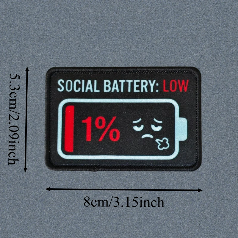 SOCIAL BATTERY Parche táctico gancho y bucle impresos para ropa - imagen 5