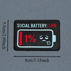 SOCIAL BATTERY Parche táctico gancho y bucle impresos para ropa