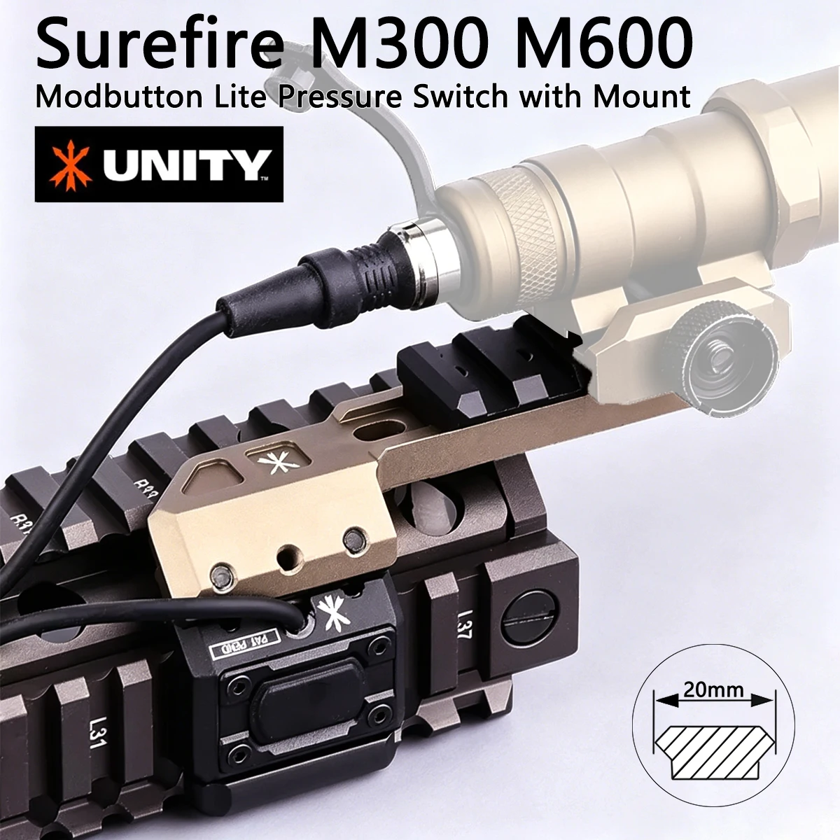 Linterna táctica SureFire M600C con montura UNITY y Modbutton - imagen 3