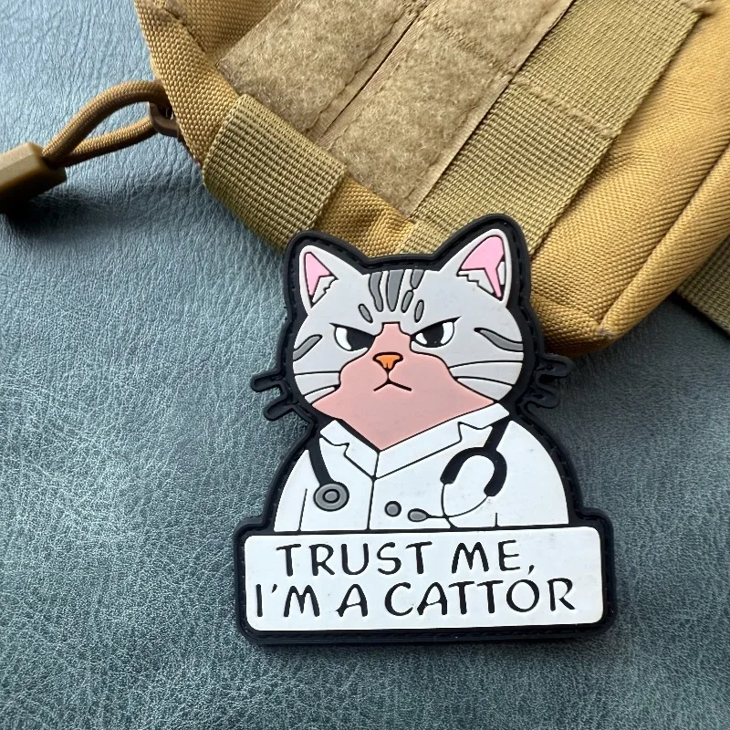 Parche táctico de PVC con gancho y bucle gato veterinario mochila
