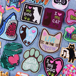 Parche termoadesivo bordado gato cartoon para ropa – DIY