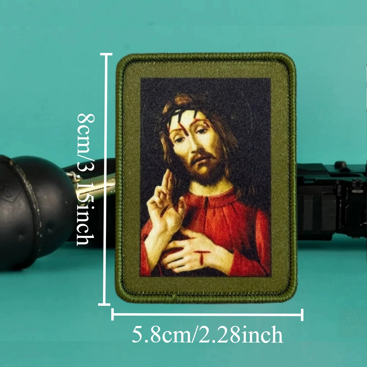 Parche táctico de fe con icono Jesucristo para velcro