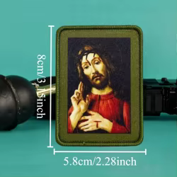 Parche táctico de fe con icono Jesucristo para velcro