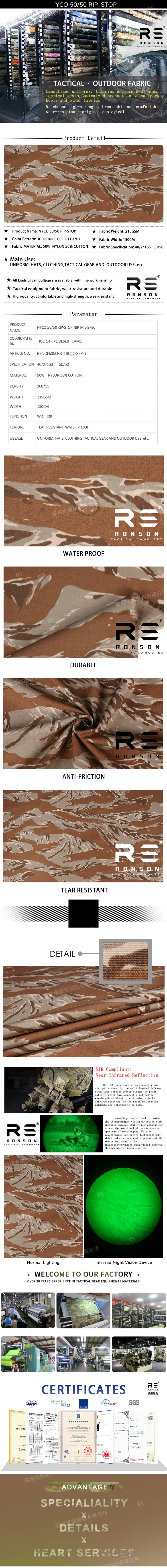Tela camuflaje Desert Tiger Stripe estilo rip-stop