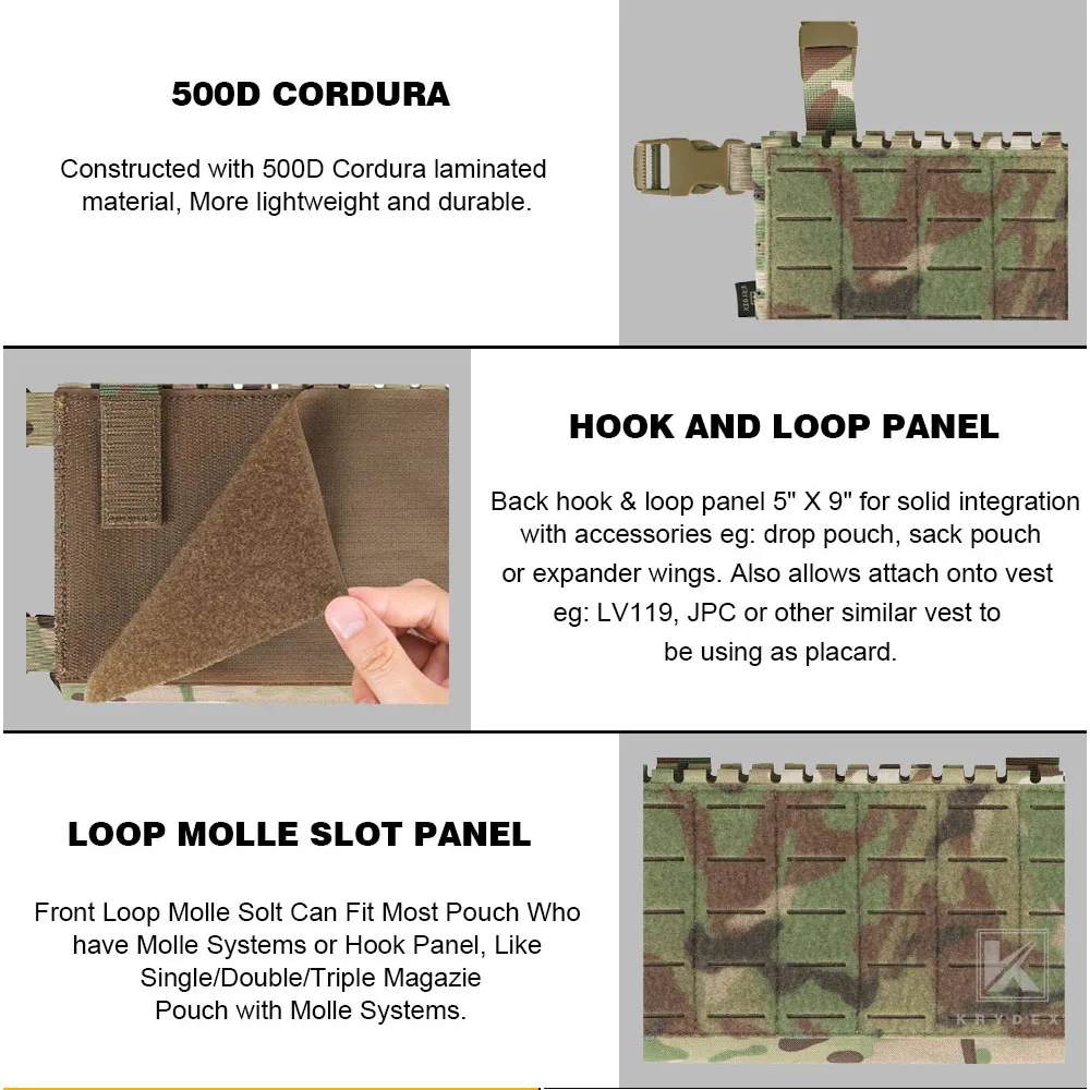Panel frontal y conexiones con sistema MOLLE