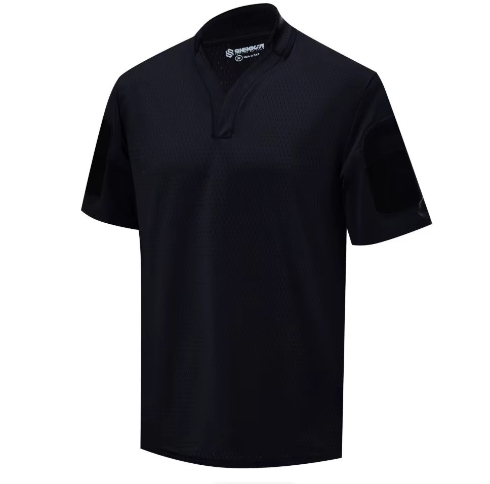 Camiseta táctica malla secado rápido negra manga corta