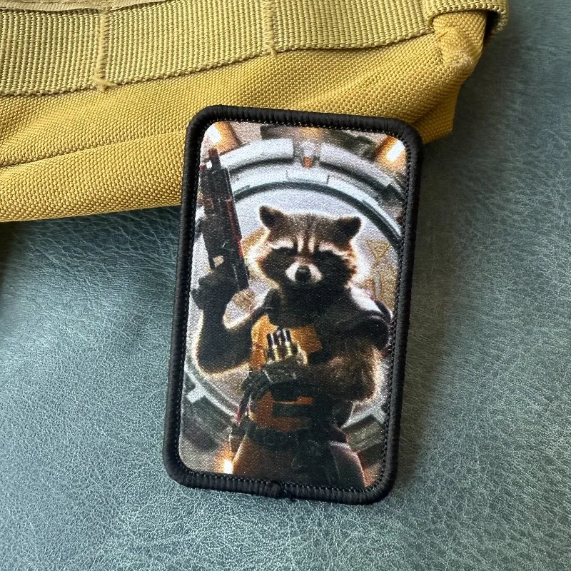 Parche táctico mapache velcro gancho y bucle impreso mochila - imagen 4