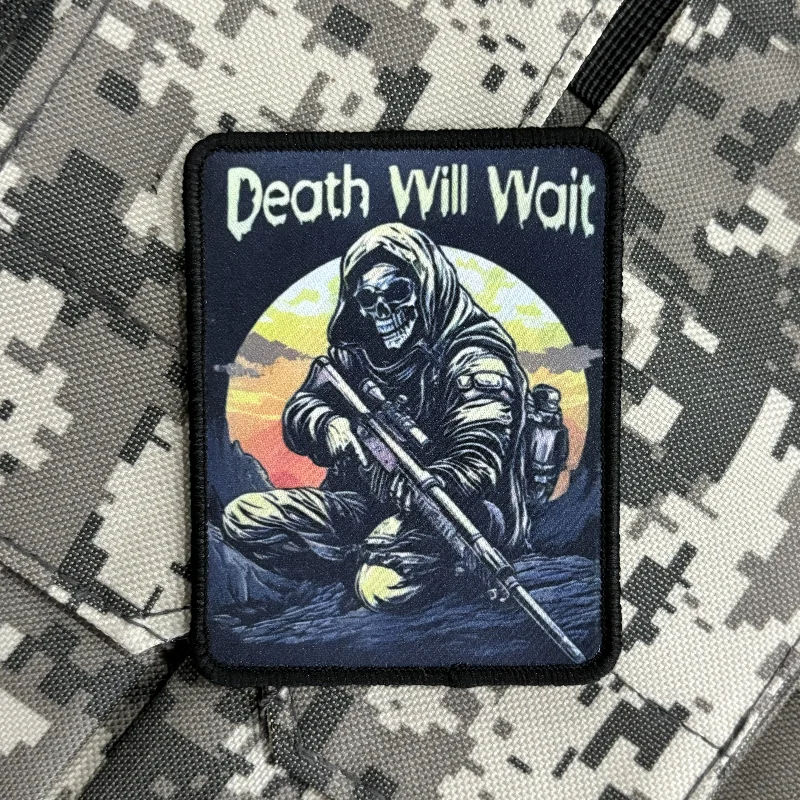 Parche táctico calavera Reaper - gancho y bucle para mochila - imagen 3
