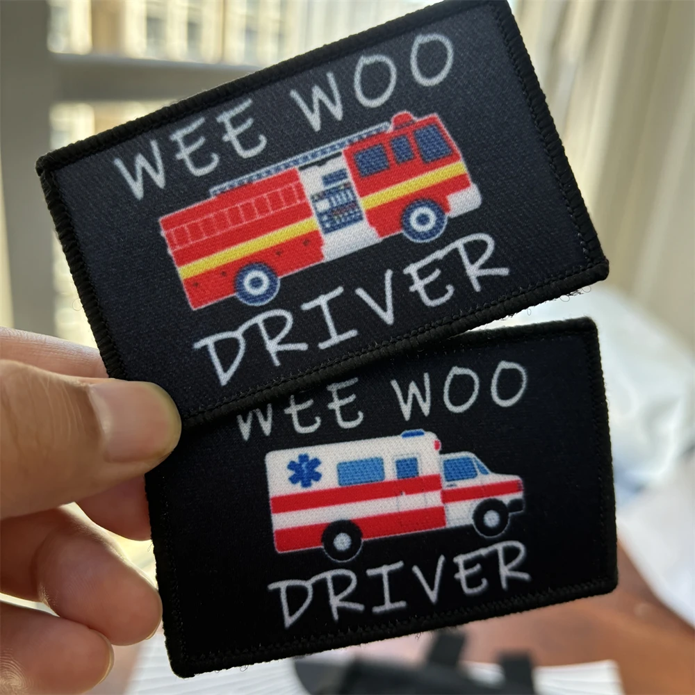 WEE WOO DRIVER Parche táctico insignia bomberos gancho-bucle mochilas
