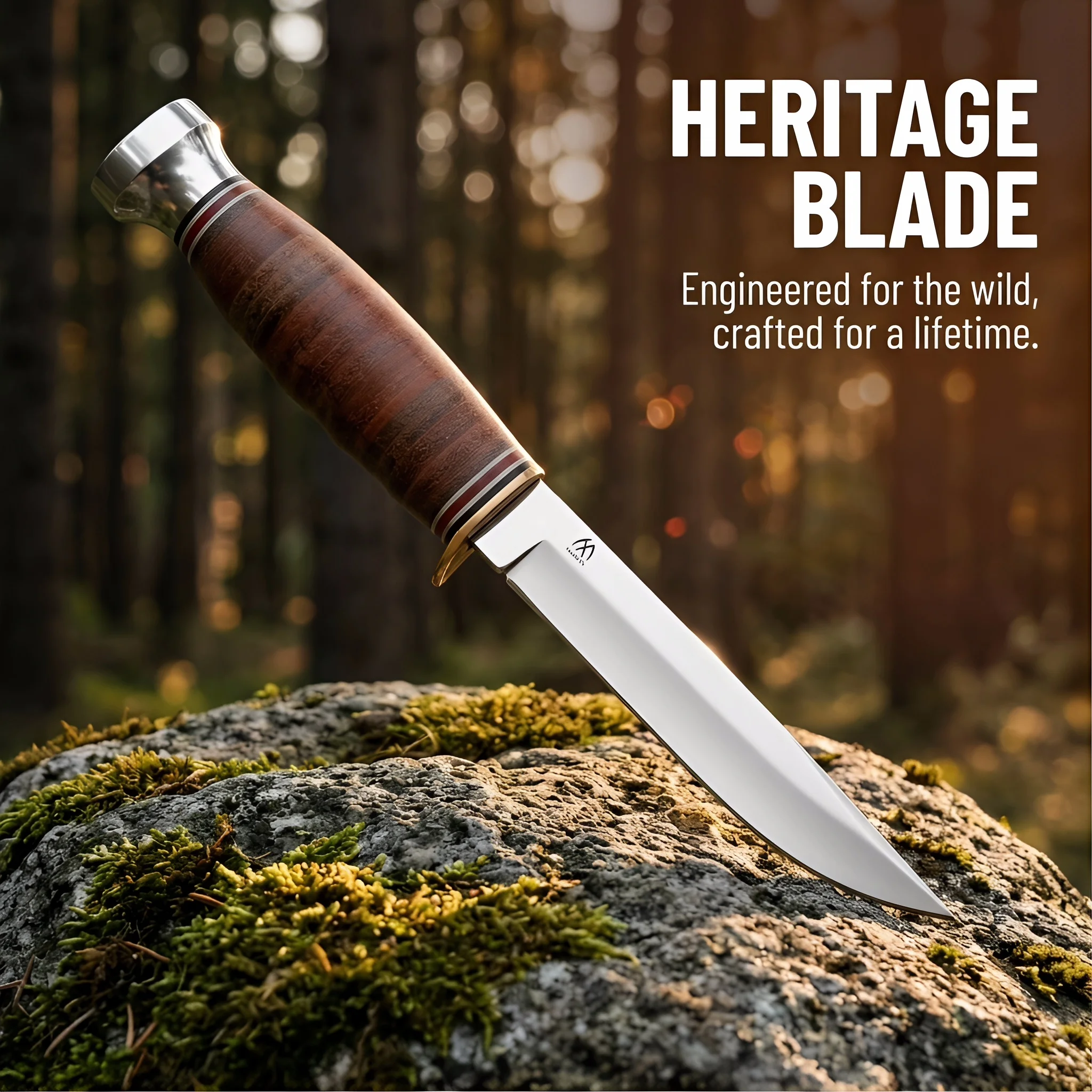 Cuchillo fijo táctico con funda de cuero para supervivencia - imagen 4