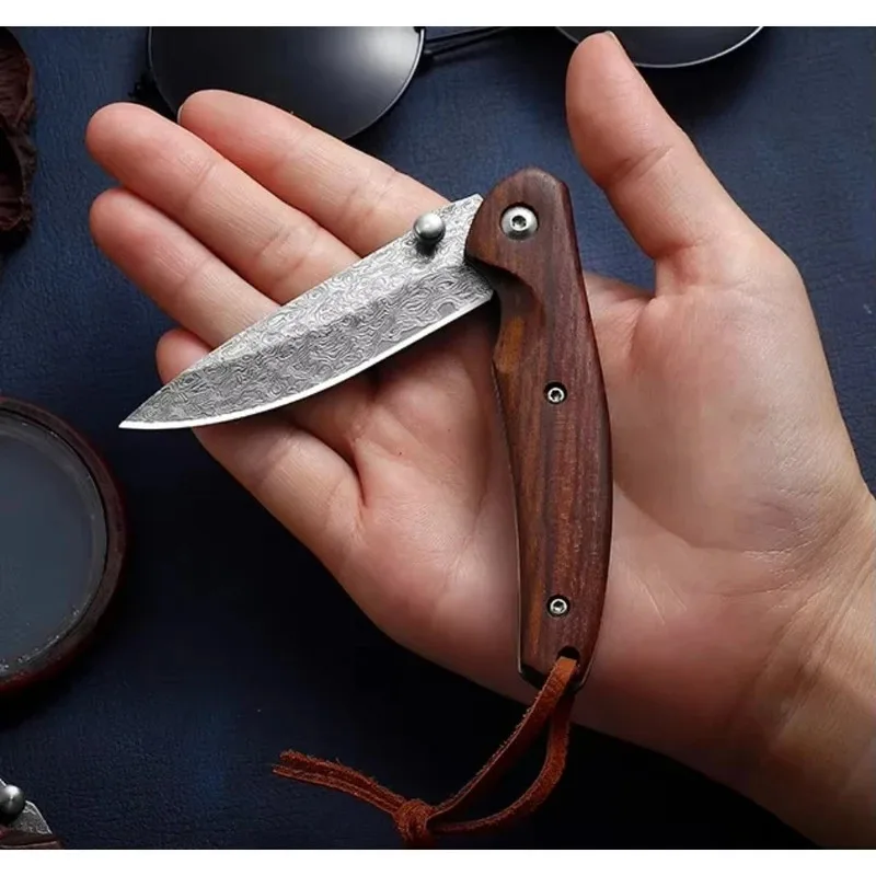 Navaja plegable acero de damasco – para caza, pesca y senderismo - imagen 2