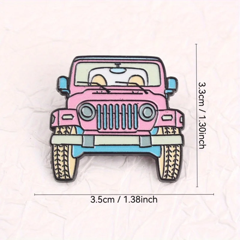 Pin esmaltado Jeep rosa ojos antropomórficos para mochila - imagen 5