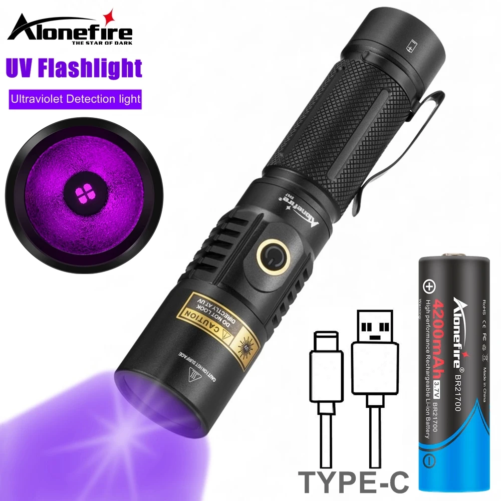 Linterna UV de 20W Alonefire en uso