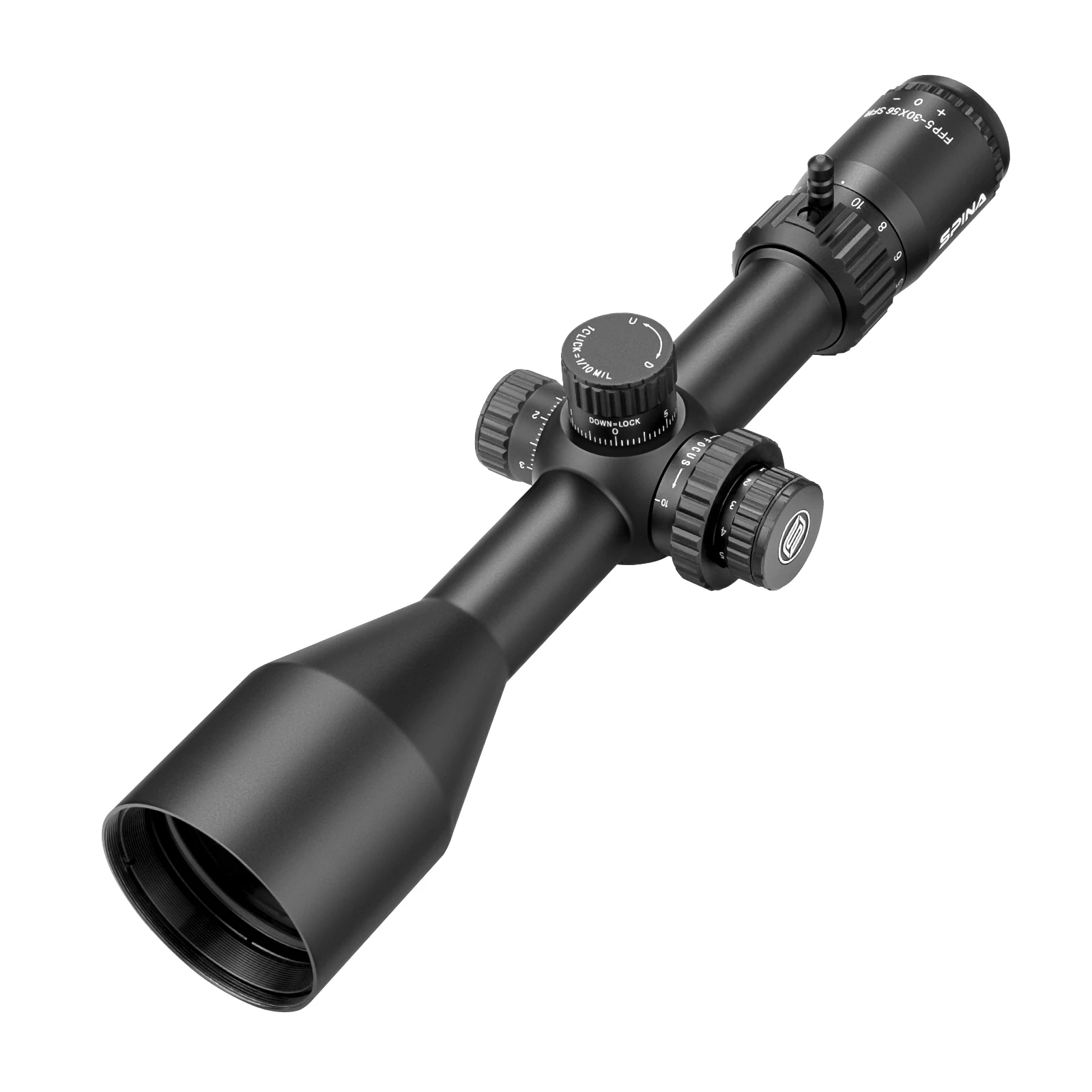 Spina Optics HD Mira telescópica FFP con torretas MRAD y bloqueo