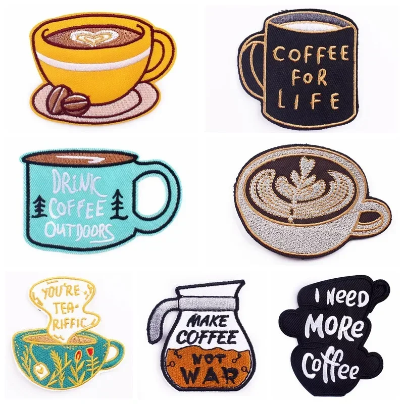 Parche bordado termoadhesivo taza café – Para planchar y decorar - imagen 4