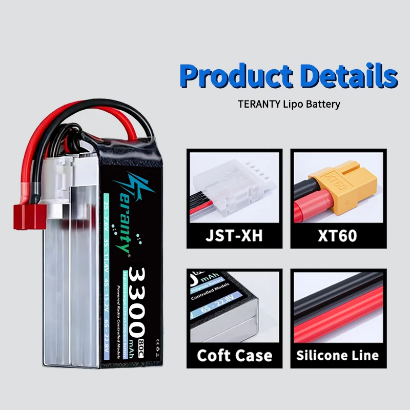 Batería LiPo 15.2V 3300mAh XT60 60C para airsoft y drones TERANTY - imagen 3
