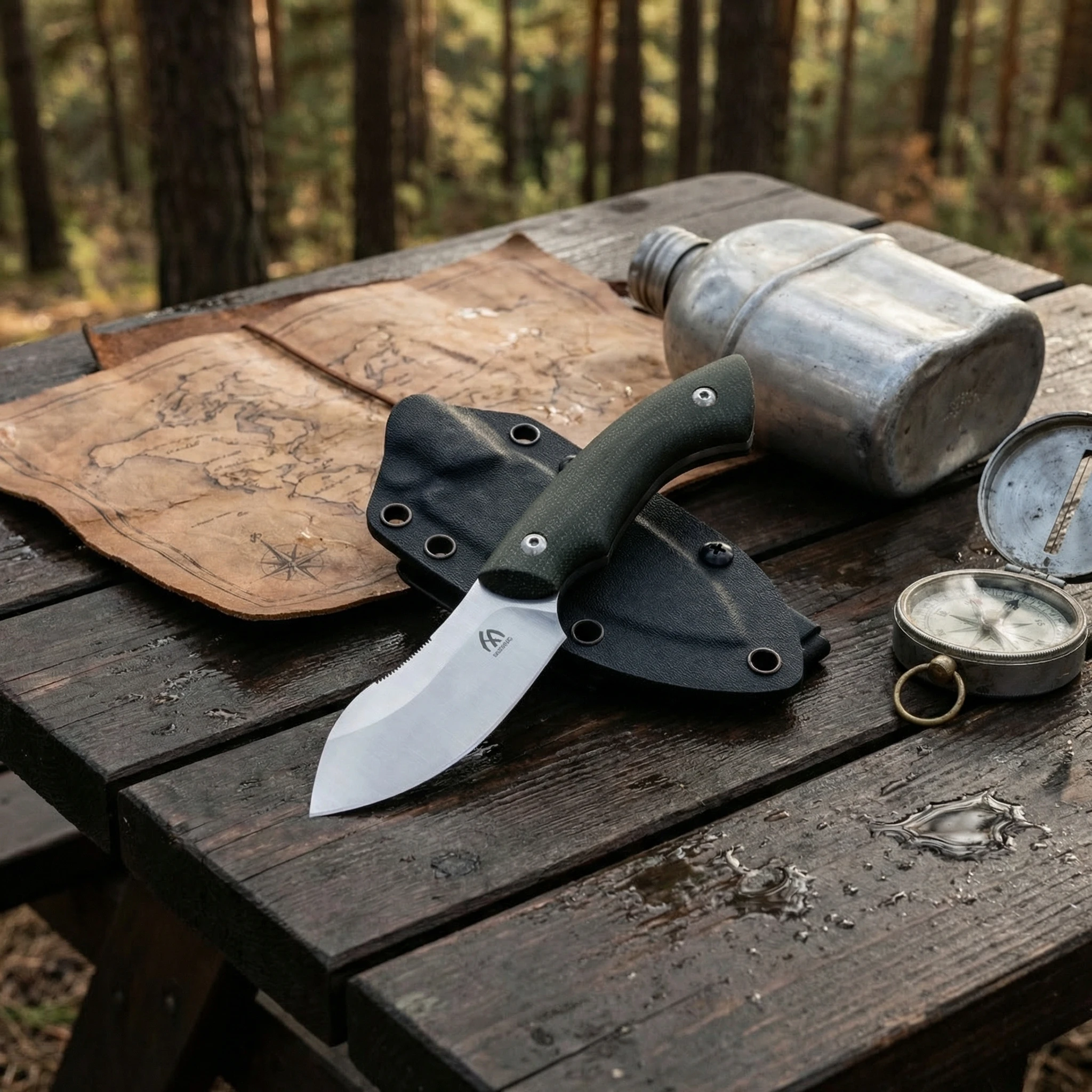 Cuchillo fijo táctico de acero portátil para camping y emergencias