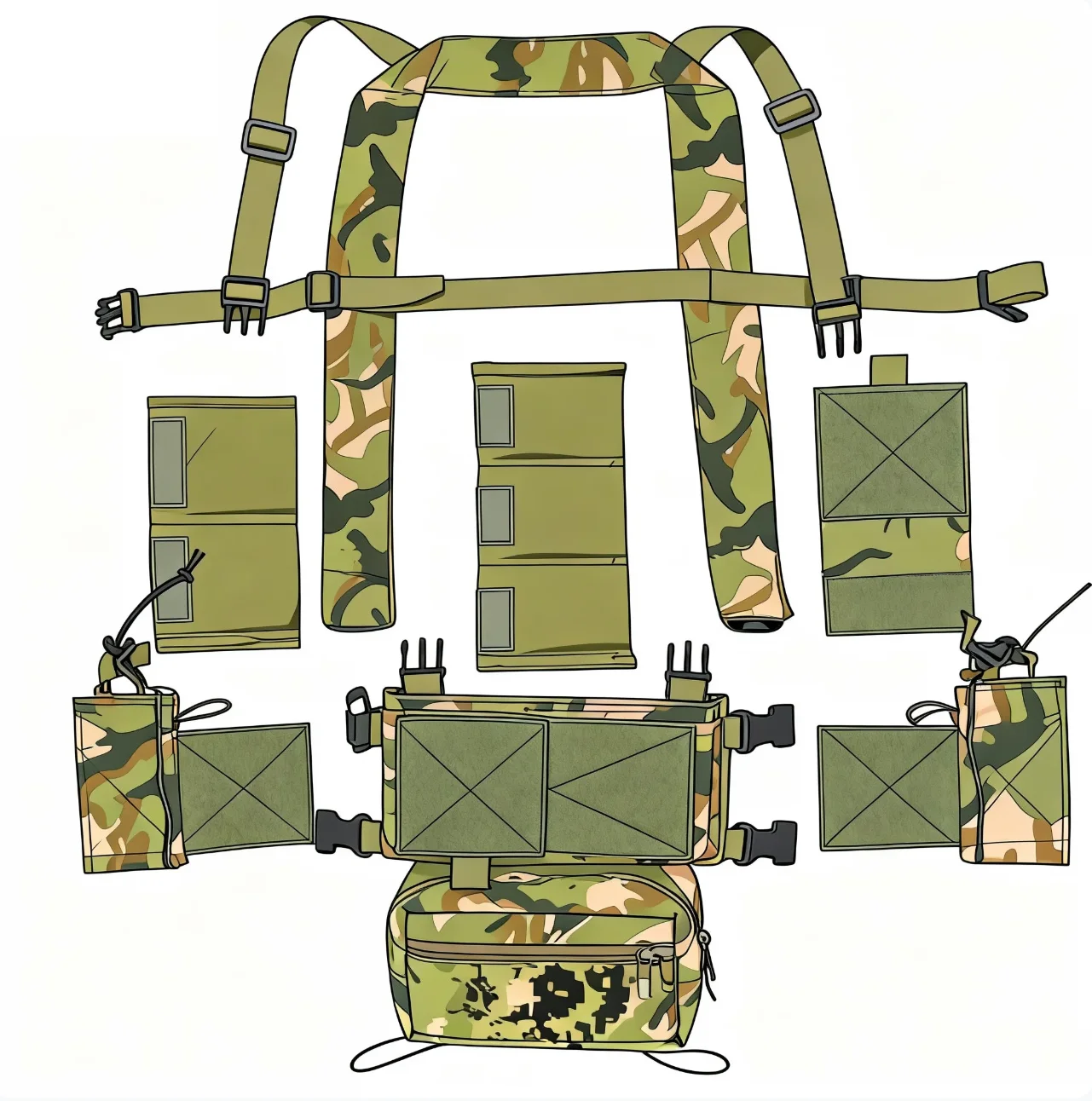 Gilet táctico con placa de pecho desmontable, airsoft MOLLE - imagen 5