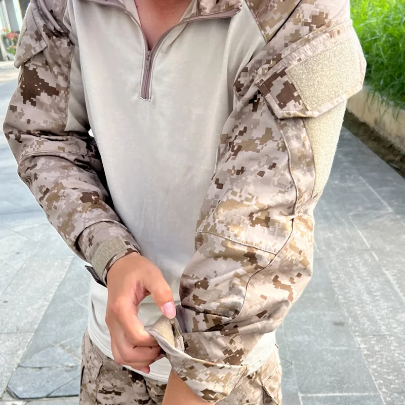Detalle del camuflaje y caída del tejido