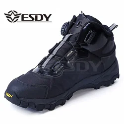 Botas tácticas cuero cordones combate senderismo invierno