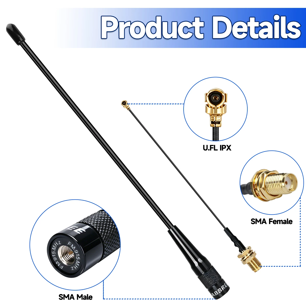 ABBREE Antena LoRa omnidireccional externa SMA macho flexible - imagen 3
