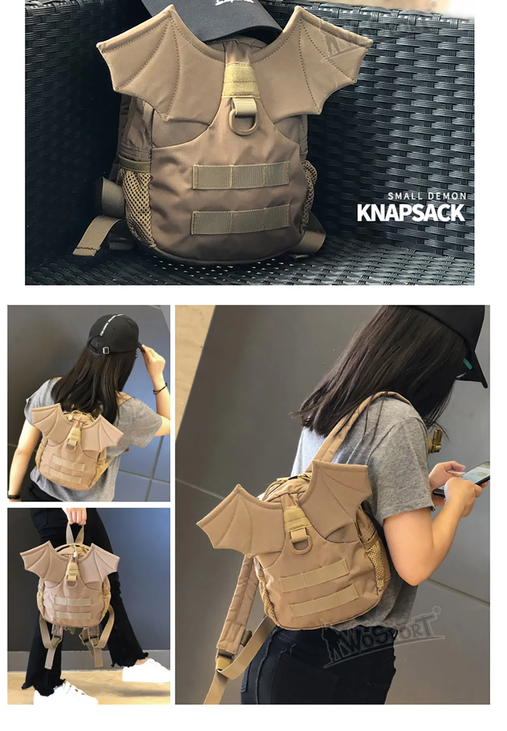 Mochila táctica mini diseño diablo para actividades al aire libre