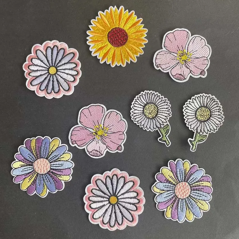 Parches termoadhesivos flores margaritas y girasoles para ropa