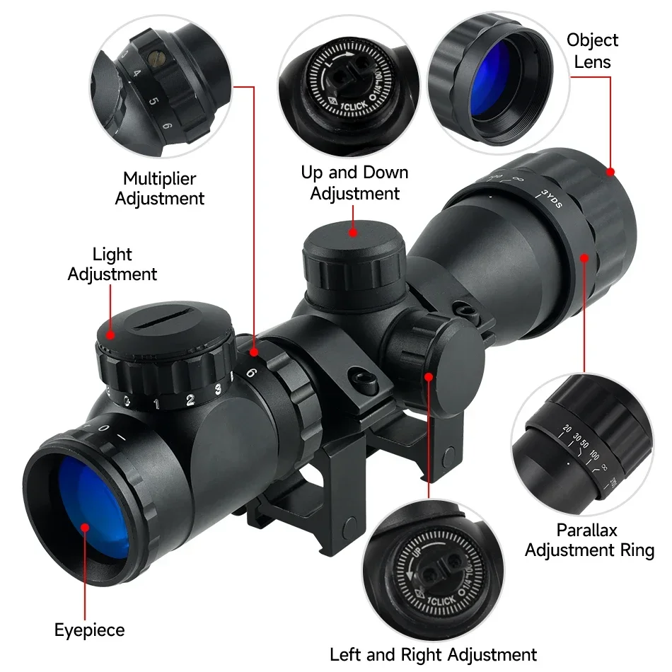 Mira telescópica táctica triiluminada con colimador para airsoft - imagen 4