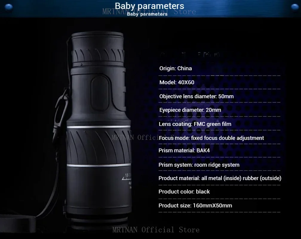 Vista del monocular y sus componentes