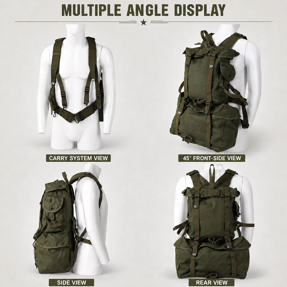 Mochila militar M1945 de lona para senderismo y camping - imagen 2